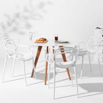 Conjunto Mesa Square Redonda Branco 88cm com 4 Cadeiras Allegra Branca