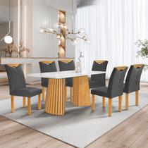 Conjunto Mesa Stella Ripada 170cm com 6 Cadeiras Stella Tampo Smart Plus com Vidro