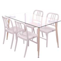 Conjunto Mesa Tampo em Vidro com 4 Cadeiras Navy Espresso Móveis