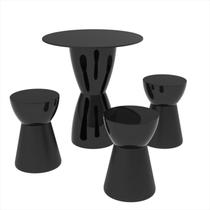 Conjunto Mesa Tampo Polipropileno 60cm e 3 Banquetas Fit Grifit Preto