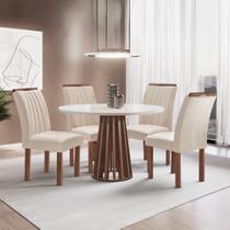 Conjunto Mesa Tampo Redondo Plus Vidro Kansas 100cm 4 Cadeiras Arizona