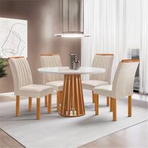 Conjunto Mesa Tampo Redondo Plus Vidro Kansas 100cm 4 Cadeiras Arizona