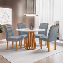 Conjunto Mesa Tampo Redondo Plus Vidro Kansas 100cm 4 Cadeiras Arizona