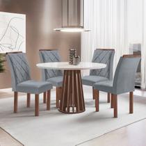 Conjunto Mesa Tampo Redondo Plus Vidro Kansas 100cm 4 Cadeiras Arthus