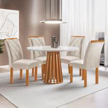 Conjunto Mesa Tampo Redondo Plus Vidro Kansas 100cm 4 Cadeiras Arthus