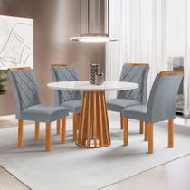 Conjunto Mesa Tampo Redondo Plus Vidro Kansas 100cm 4 Cadeiras Arthus
