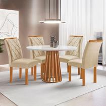 Conjunto Mesa Tampo Redondo Plus Vidro Kansas 100cm 4 Cadeiras Arthus