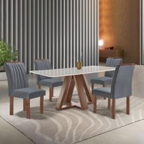 Conjunto Mesa Tampo Smart Plus Vidro Kyra 120cmx90cm 4 Cadeiras Arizona Conjunto Mesa Tampo Smart Plus Vidro Kyra 120cmx90cm 4 Cadeiras Arizona