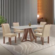 Conjunto Mesa Tampo Smart Plus Vidro Kyra 120cmx90cm 4 Cadeiras Arizona