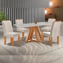 Conjunto Mesa Tampo Smart Plus Vidro Kyra 120cmx90cm 4 Cadeiras Arizona - Cel Móveis