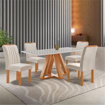 Conjunto Mesa Tampo Smart Plus Vidro Kyra 120cmx90cm 4 Cadeiras Arizona - Cel Móveis
