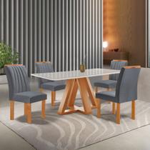 Conjunto Mesa Tampo Smart Plus Vidro Kyra 120cmx90cm 4 Cadeiras Arizona - Cel Móveis