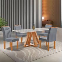 Conjunto Mesa Tampo Smart Plus Vidro Kyra 120cmx90cm 4 Cadeiras Arizona
