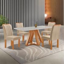 Conjunto Mesa Tampo Smart Plus Vidro Kyra 120cmx90cm 4 Cadeiras Arizona