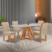 Conjunto Mesa Tampo Smart Plus Vidro Kyra 120cmx90cm 4 Cadeiras Arizona