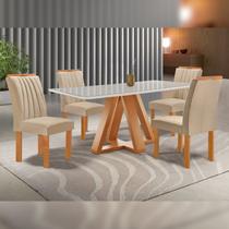 Conjunto Mesa Tampo Smart Plus Vidro Kyra 120cmx90cm 4 Cadeiras Arizona - Cel Móveis