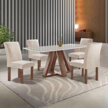 Conjunto Mesa Tampo Smart Plus Vidro Kyra 120CMX90CM 4 Cadeiras Canela Conjunto Mesa Tampo Smart Plus Vidro Kyra 120CMX90CM 4 Cadeiras Canela