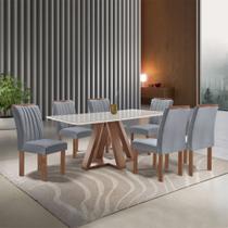 Conjunto Mesa Tampo Smart Plus Vidro Kyra 170cmx90cm 6 cadeiras Arizona