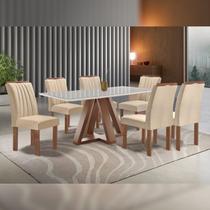 Conjunto Mesa Tampo Smart Plus Vidro Kyra 170cmx90cm 6 cadeiras Arizona - Cel Móveis