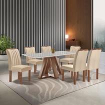 Conjunto Mesa Tampo Smart Plus Vidro Kyra 170cmx90cm 6 cadeiras Arizona