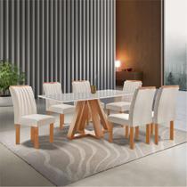 Conjunto Mesa Tampo Smart Plus Vidro Kyra 170cmx90cm 6 cadeiras Arizona