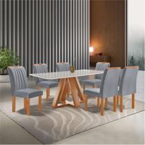 Conjunto Mesa Tampo Smart Plus Vidro Kyra 170cmx90cm 6 cadeiras Arizona