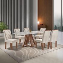 Conjunto Mesa Tampo Smart Plus Vidro Kyra 170cmx90cm 6 cadeiras Arthus
