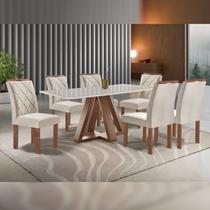Conjunto Mesa Tampo Smart Plus Vidro Kyra 170cmx90cm 6 cadeiras Arthus - Cel Móveis