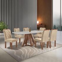 Conjunto Mesa Tampo Smart Plus Vidro Kyra 170cmx90cm 6 Cadeiras Arthus