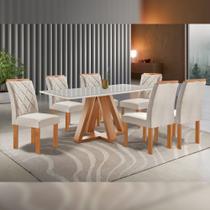 Conjunto Mesa Tampo Smart Plus Vidro Kyra 170cmx90cm 6 Cadeiras Arthus - Cel Móveis