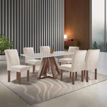 Conjunto Mesa Tampo Smart Plus Vidro Kyra 170CMX90CM 6 Cadeiras Canela Conjunto Mesa Tampo Smart Plus Vidro Kyra 170CMX90CM 6 Cadeiras Canela