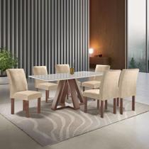 Conjunto Mesa Tampo Smart Plus Vidro Kyra 170CMX90CM 6 Cadeiras Canela Conjunto Mesa Tampo Smart Plus Vidro Kyra 170CMX90CM 6 Cadeiras Canela