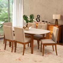 Conjunto Mesa Tiê e 6 Cadeiras Tiê Maxx CabeCasa MadeiraOriginals Bege/Amêndoa Conjunto Mesa Tiê e 6 Cadeiras Tiê Maxx CabeCasa MadeiraOriginals Bege/Amêndoa