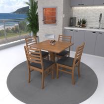 Conjunto Mesa Tiê Tampo 80x80cm + 4 Cadeiras Tiê Assento Estofado Corano Preto Conjunto Mesa Tiê Tampo 80x80cm + 4 Cadeiras Tiê Assento Estofado Corano Preto