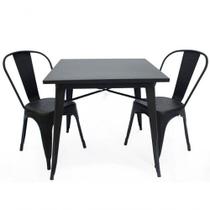 Conjunto Mesa Tolix 80 Cm + 2 Cadeiras Tolix - Preto Conjunto Mesa Tolix 80 Cm + 2 Cadeiras Tolix - Preto