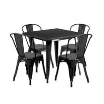 Conjunto Mesa Tolix 80 Cm + 4 Cadeiras Tolix - Preto