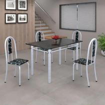 Conjunto mesa tubular 1,20 soma c/ 4 cadeiras grossas - tampo granito