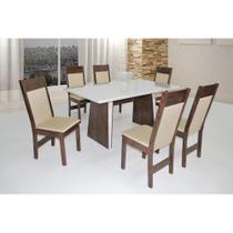 Conjunto Mesa Verona Retangular Café/off White Com 6 Cadeiras Priscilla Asgard Bege - São Carlos