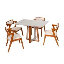 Conjunto Mesa Viena com 4 Cadeiras Madeira Maciça e Estofada Ímola Espresso Móveis