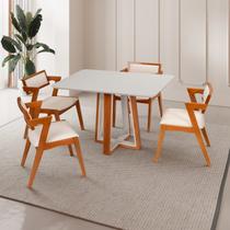 Conjunto Mesa Viena com 4 Cadeiras Madeira Maciça e Estofada Ímola Espresso Móveis