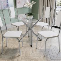 Conjunto Mesa Volga Tampo de Vidro e 4 Cadeiras Lisboa Conjunto Mesa Volga Tampo de Vidro e 4 Cadeiras Lisboa