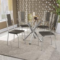 Conjunto Mesa Volga Tampo de Vidro e 4 Cadeiras Lisboa Conjunto Mesa Volga Tampo de Vidro e 4 Cadeiras Lisboa