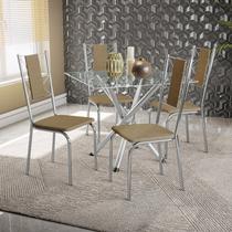 Conjunto Mesa Volga Tampo de Vidro e 4 Cadeiras Lisboa Conjunto Mesa Volga Tampo de Vidro e 4 Cadeiras Lisboa