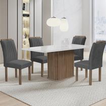 Conjunto Mesa Zara 120cm com 4 Cadeiras Arizona Tampo Smart Plus com Vidro