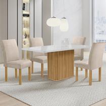 Conjunto Mesa Zara 120cm com 4 Cadeiras Canela Tampo Smart Plus com Vidro