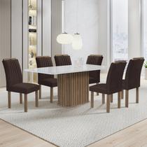 Conjunto Mesa Zara 170cm com 6 Cadeiras Arizona Tampo Smart Plus com Vidro