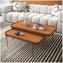 Conjunto Mesas Centro e Lateral Melin Nature Pés Metal Cobre Ofertamo Conjunto Mesas Centro e Lateral Melin Nature Pés Metal Cobre Ofertamo