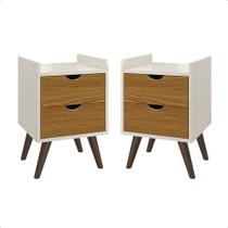 Conjunto Mesas de Cabeceira 2 Gavetas Quarto Puxador Usinado