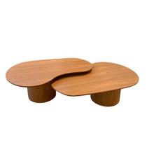 Conjunto Mesas De Centro Orgânicas Bean 90x60cm Madeira Freijó