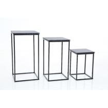 Conjunto Mesas Decorativas 3 peças cor Preta e Tampo Preto Conjunto Mesas Decorativas 3 peças cor Preta e Tampo Preto